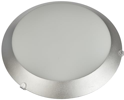 EGLO Deckenlampe Mars 1, 1 flammige Wandleuchte, Deckenleuchte aus Stahl, Glas in Weiß satiniert mit silbernen Rand, E27 Fassung