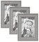 3er Set Bilderrahmen Skandinavischer Landhaus-Stil Grau-Braun 10x15 cm Massivholz mit Shabby-Chic Note/Fotorahmen/Wechselrahmen