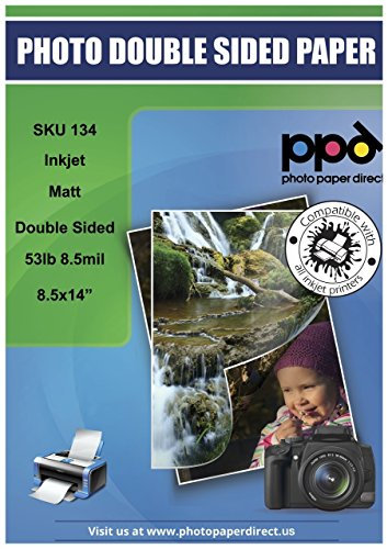PPD Inkjet matt doppelseitig Schweres Fotopapier Legal 21,6 x 35,6 cm 53Lbs. 210 gsm 9 Mil X 50 Blatt (ppd134–50)