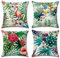 Freeas Kissenbezug 45 x 45 cm,Baumwolle Leinen Tropische Pflanzen Kissenhülle Taille Wurf Kopfkissenbezug für Zuhause und Sofa, Schlafzimmer,4 Stück