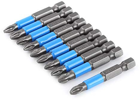 Bit Avvitatore, Akozon Cacciavite Magnetico Bit 10 pz PH2 50mm Hex Magnetic Anti Slip Cacciavite elettrico Bit Elettroutensili in Lega d'acciaio con Codolo Esagonale Set Utensili Fai da te