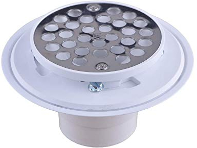 Hydro Master No-Hub Duschrinne aus PVC, 5,1 cm oder 7,6 cm, mit rundem Sieb aus Edelstahl