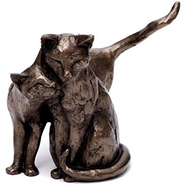 Brillibrum Design Figur Katzen aus Bronze & Kunstharz Tierfigur Dekofigur Katzenpärchen Schwer Kunst Objekt Bronze Handmade Skulptur Samtpfoten (Variante 1)