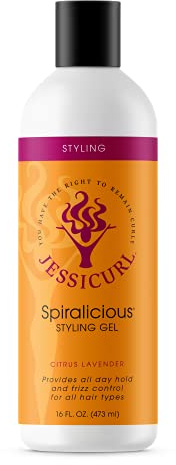 Jessicurl Spiralicious Gel, Zitrus-Lavendel, 16 Fl oz. Lockendefinierende Produkte für lockiges Haar, Haargel für lockiges Haar und Frizz-Kontrolle, für alle Haartypen