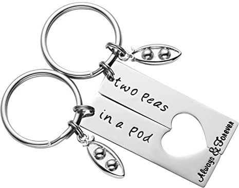 LParkin Two Peas In a Pod Best Friend Funny Keychain Set BFF Friends Jewelry Christmas Graduation Perfect Birthday Twins Sisters - BFF Keychain for 2