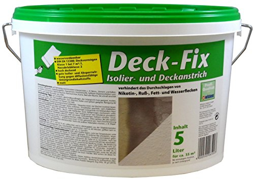 Bindulin 5 Liter Deck - Fix Isolier- und Deckanstrich Weiß Innenfarbe Wandfarbe inkl. Abdeckolie von E-Com24