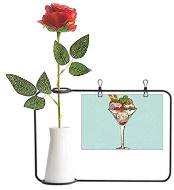 Beauty Gift Leaves Flower Goblet Ice Cream Ball Artificial Rose Flower Hanging Vases Decoration Bottle