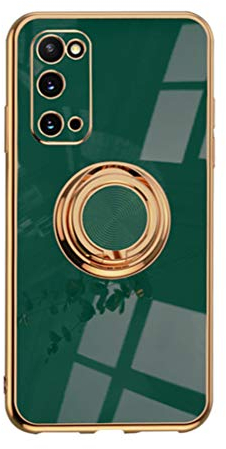Handyhülle Kompatibel mit Samsung Galaxy S20 Hülle Silikon TPU Ultra Dünn Case mit 360 Grad Ring Ständer Bumper Schutzhülle Fingerhalter Magnetische Autohalterung Stoßfest Cover (Dunkles Grün)