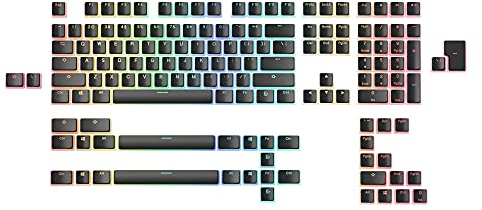 Glorious Gaming 145x Aura Keycaps V2 - PBT Pudding Keycaps, RGB-freundlich, PBT-Material für höhere Haltbarkeit & satten Sound, passt auf jeden MX-Style-Schaft, US/GB Layout - Schwarz