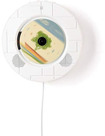 Player Boombox Dvd/CD a Parete con Bluetooth, Telecomando, Radio FM, Riproduzione USB MP3, Jack per Cuffie da 3,5 mm Mini Home Audio Bianco