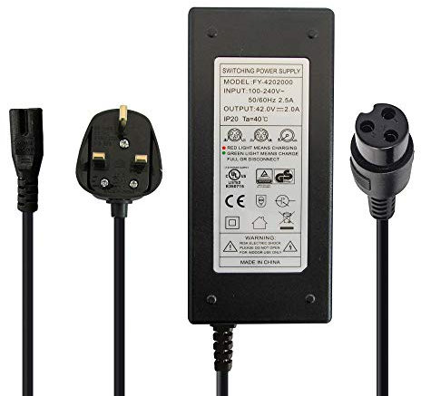 aunstarwei 42V 2A Battery Charger with 3-Prong Inline Connector for Self-Balancing Scooter Hoverboard 36V Lithium Battery Charger