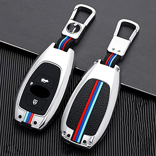 Otai Zinklegierung + Silikon Autoschlüssel Hülle Fit für Subaru XV SV Forester BRZ 2019 2020 2021 Remote Keyless Shell (Silver Color)