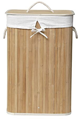 Faltbarer rechteckiger wäschekorb - bambus leinenstoff - Tendance