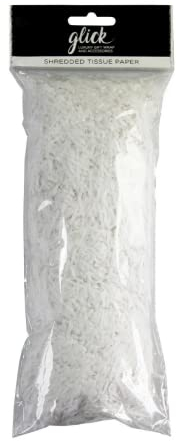 Glick 30g Shredded Tissue Paper White, White Shredded Tissue Paper for use in Gift Wrapping and Other Arts & Crafts