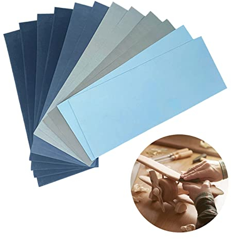 Kit de Papier de Verre, Papier de Verre de Haute Précision, Feuilles de Papier Abrasif au Carbure de Silicium,12 papiers de verre à grain de 120 à 3000, utilisé pour polir le métal(9 x 3,6 pouces)