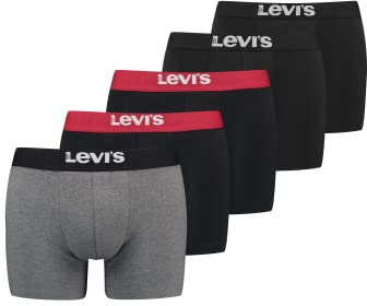 LEVI'S 5er Pack Solid Boxer Original Cotton M-Black/red/grey 003