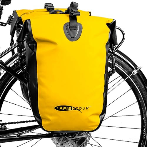 AFISHTOUR 25L wasserdichte Fahrradtasche – Satteltasche für Gepäckträger, Fahrrad-Rucksack für Laptop & Einkäufe(Gelb, 1 Stück)