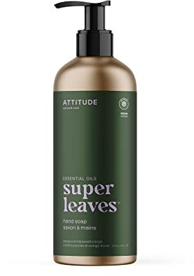 ATTITUDE Hand Soap, EWG Verified, Plant and Mineral-Based Ingredients, Vegan Personal Care Products, Refillable Aluminum Bottle, Peppermint and Sweet Orange, 473 ml