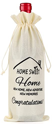 ENNIYU New Home Gifts Bags, Wine Gift Bag with Drawstring, House Warming Gifts New Home, New Home Gifts for Couple, Women, Men, Champagne Gift Bag