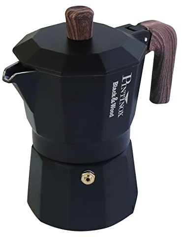 PINTINOX Caffettiera Moka Black&Wood 6 tazze