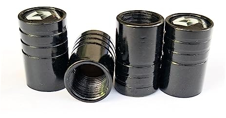 4 Stück Set Aluminium Ventilkappen passend fürRENAULT mit Logo Style für Auto, Fahrrad, Motorrad. Deckel aus Metall (Ren. schwarz)