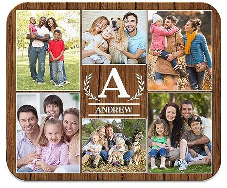 WIRESTER Tapis de souris personnalisé avec votre photo et texte pour la maison, le bureau et le bureau de jeu, tapis de souris rectangulaire antidérapant - télécharger 6 photos