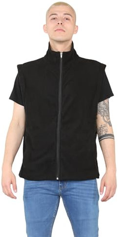 Men's Bodywarmer | Gilet for men - Warm Fleece Sleeveless Vest Jacket - Outdoor & Hiking Polar Fleece Zipper - Full Zip - 2 lower pockets (UK, Alpha, L, Regular, Regular, Black.)