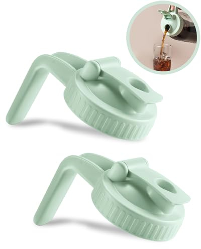 2 Pack Wide Mouth Mason Jar Lids V-Shaped with Handle, Mason Jar Pour Spout Lid with Extended Flip Lid Easy to Open, Airtight Leak Proof and Durable