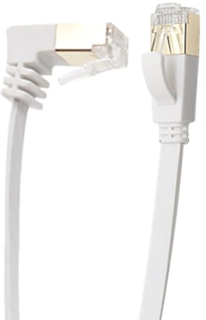 RHCXCYTJ Câble Ethernet Cat6 RHCXCYTJ 90 Degrés Vers le Bas Droit, Câble Plat CAT6 Gigabit pour Réseau Internet LAN, Cordons de Patch pour Routeur, Modem, Imprimante, Câble Réseau Cat6 FTP 32AWG Blanc
