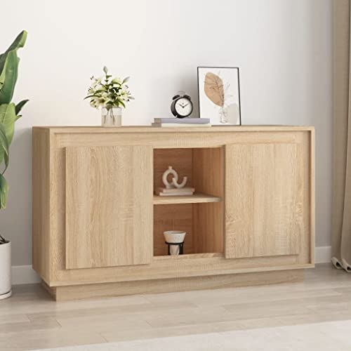 FENLAX Sideboard Kommode Wohnzimmer Sideboard Flur Komodenschrank Für Schlafzimmer Buffetschrank Aufbewahrungsschrank 102x35x60 cm Sonoma-Eiche