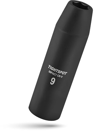 Tightspot 1 2 Inch Drive 9 Mm Deep Impact Socket with Anti Rounding 6 Point Design, Heat Treated CRV Steel, Metric