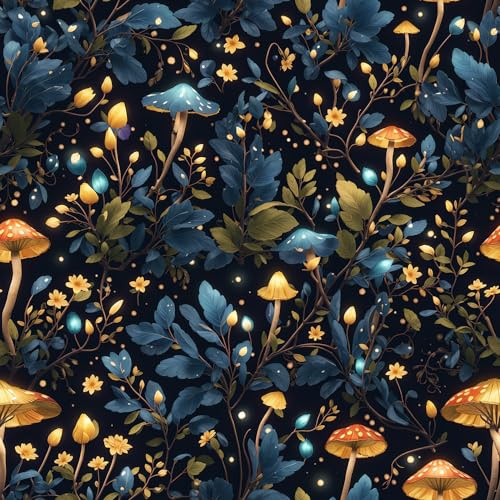 REDAMANCY Modern Magical Fairytale Floral Mushroom Peel-and-Stick Wallpaper Vintage Easy Peel-Off for Nightstand Drawer Renters