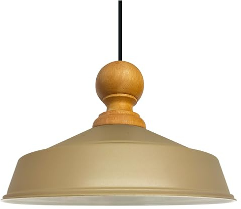 bamyum Asletl Knob Pendelleuchte Esstisch Holz Ø41 cm, Hängelampe Esstisch Holz, Hängelampe Industrial Vintage, Küchenlampe Hängend Vintage, Wohnzimmerlampe Pendelleuchte Beige Metall Küchenlampe