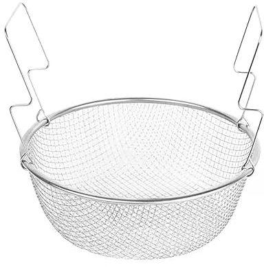 Cesta redonda para freír de acero inoxidable con mango de 18/22 cm (22 cm)
