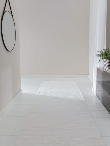 benuta Pop Baumwollteppich Tom - Creme 70x200 cm - Handgewebter Wohnzimmer Teppich - 100% Recycelte Baumwolle - Für Fußbodenheizung geeignet