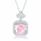 SUNFEEL Collier en argent sterling S925 pour femme, pendentif carré et trèfle à quatre feuilles en oxyde de zirconium pour femme, bijou tendance pour fille, épouse (Rose)