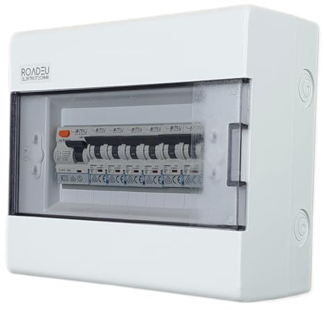 RoadEu - Leitungsschutzschalter 2P Phase + Neutral - Fi Schutzschalter 40A 2P - C 16A Sicherungsautomat und C 10A 4+2 in einem Aufputz Verteilerkasten - Sicherungskasten Aufputz