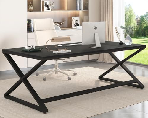 LVB Schreibtisch Moderner großer Computertisch für Home Office Bürotisch Holztisch Arbeitstisch Computertisch für Schreiben und Lernen im Schlafzimmer Einfacher Gaming-Schreibtisch Schwarz