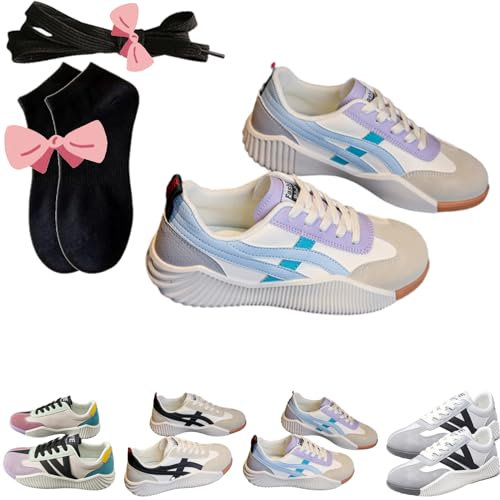 Deflorence Milan Sneakers da Donna, Scarpe Ortopediche Vintage, Ultra Comode, Viola, 39 EU
