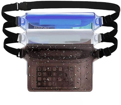 XSQD 3PCS Téléphone Pochette Étanche, Réglable Sport Sac De Taille Imperméable, Sec Pochette Etanche Smartphone, pour La Natation, Le Surf, Le Rafting, L'alpinisme Et d'autres Activités De Plein Air