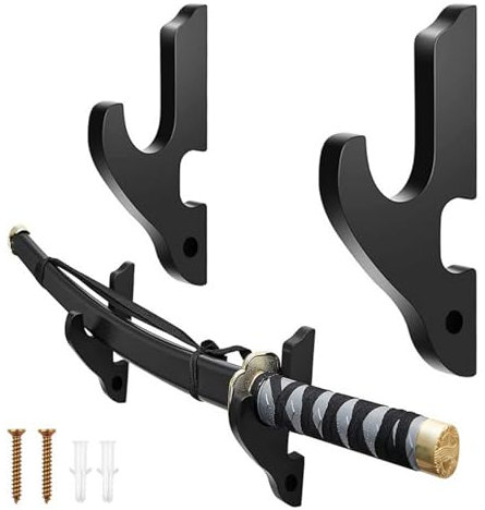 HYMAIPROSPERITY 2Pcs Fashionable Sword Hook Adjustable Display Weapon Rack Protective Wall Mount Samurai Sword Hanger for Samurai Sword Cosplay