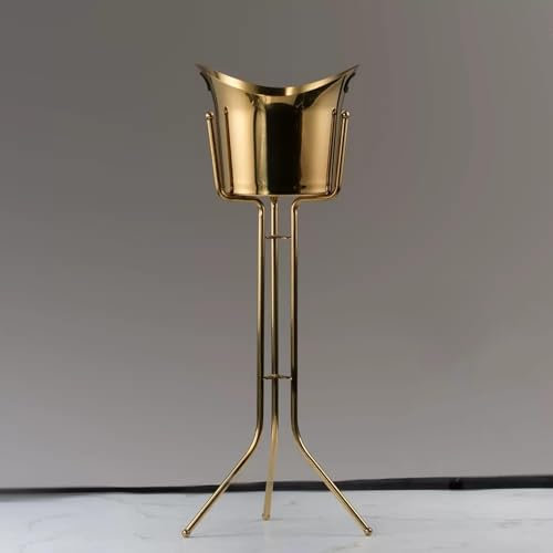 CYPOSLDN Eiskübel Eiskübel Mit Ständer Edelstahl Boden Eiskübel Wein Eiskübel Bar Vertikaler Eisweinkühler Für Innen Und Außen Getränkekühler