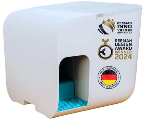 elly&bruce Katzentoilette Cloou® XL (weiß) | Geschlossenes Katzenklo mit Deckel | Ideal für große Katzen & Stehpinkler | Keine Streu auf dem Boden, weniger Geruch | Design & Qualität Made in Germany