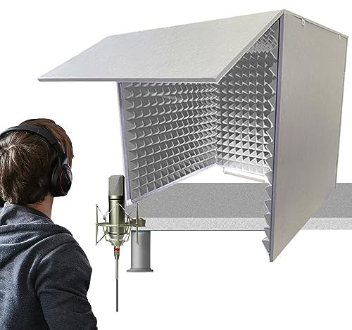 XNXYSMKJ Microphone Isolation Room Box, Desktop Soundproofing Enclosure, Simple Soundproofing Room for Home Studio (Gris)
