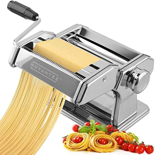 Nudelmaschine – 150 Rolle mit Pasta-Schneidemaschine – 7 verstellbare Dickeeinstellungen – Für perfekte Spaghetti oder Fettuccini, aus Legierter Stahl, Manuell