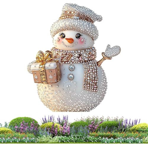 Paletto per pupazzo di neve da giardino, Paletto per pupazzo di neve - Paletto da esterno creativo con pupazzo di neve,da giardino impermeabile in acrilico 2D con pupazzo di neve, paletto
