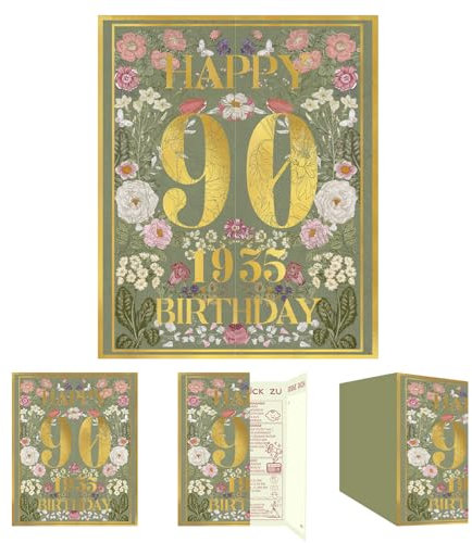 Gcardist 2025 90th Geburtstag Grußkarte, 90 Jahre alte Geburtstag Geschenkkarte, Erinnerung zurück in 1935 (10x8.3Inch, Umschlag)