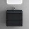 doporro Badmöbel Set Waschtisch mit Unterschrank Waschbecken mit Unterschrank Waschbeckenunterschrank Waschtischunterschrank Matt schwarz 60x42x55cm inkl. Mineralguss-Waschbecken