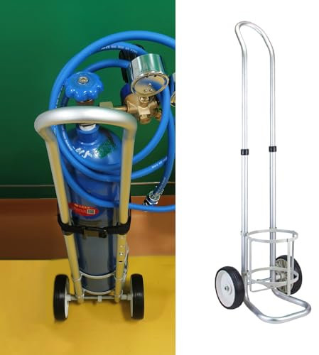DECAKE Oxygen Cylinder Rack Small Rolling 2 Wheel Oxygen Tank Cart, Portable Oxygen Cylinder Trolley Home, Oxygen Tank Storage Rack with Handle, Gas Bottle Transport(Diameter 12cm(4 3/4))