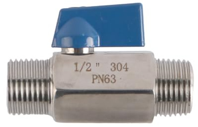 Tiardey Mini-Kugelhahn, Edelstahl-Mini-Kugelhahn, 1/2 Zoll BSP, männlich zu männlich, Absperrventil
